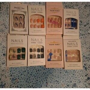 False Nail Tips Set of 8 Packs Multicolor DIY Press On Acrylic New